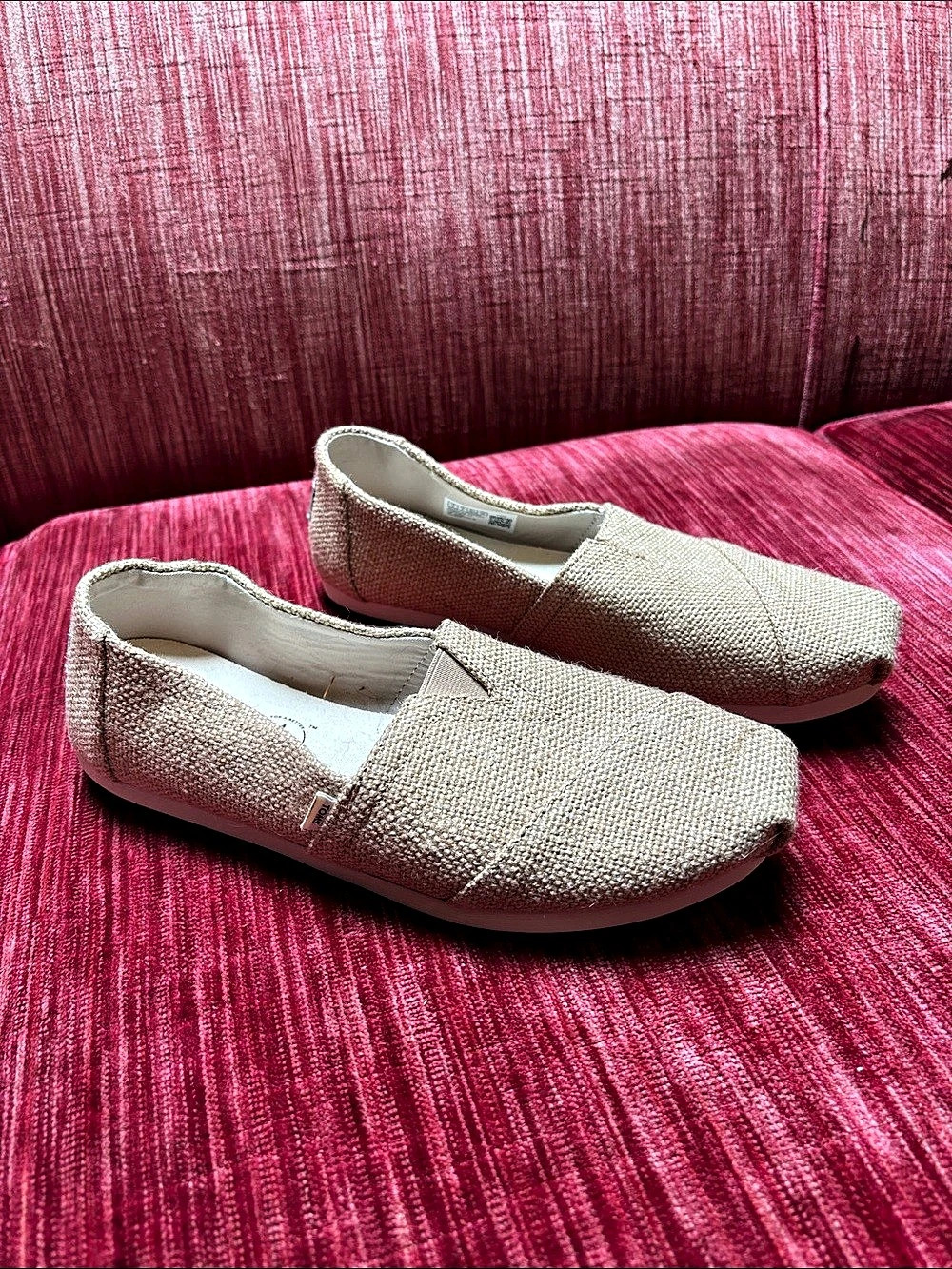 TOMS Women's Classic Alpargata Heritage Canvas Flats Beige US 8
